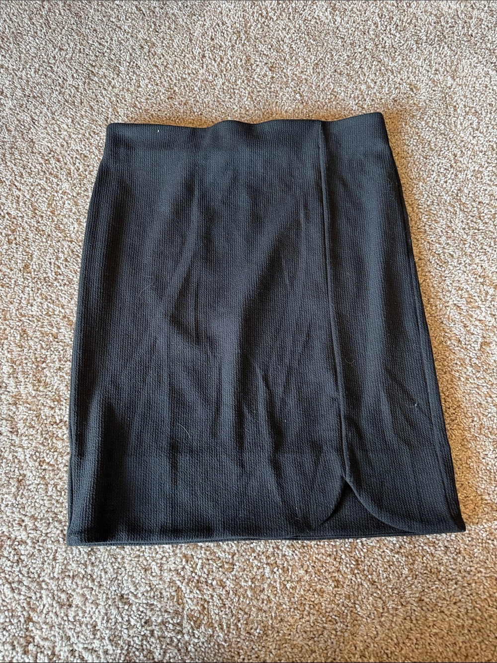 LOFT Black Ribbed Pencil Skirt with Front Wrap Detail